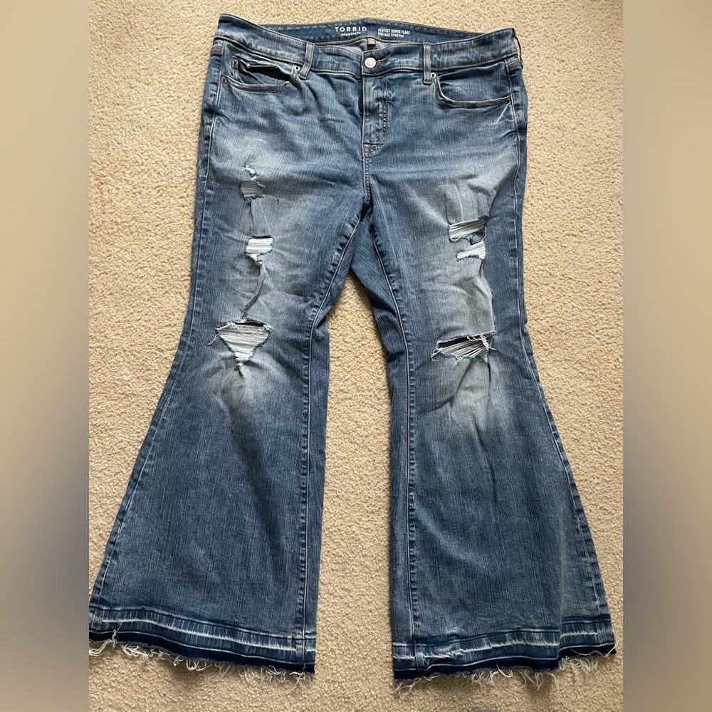 Torrid Distressed Blue Wide Leg Jeans 16S